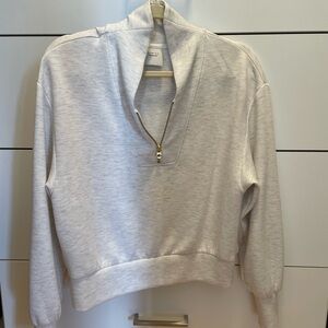 Varley Davidson Half Zip Sweatshirt in Ivory Marl